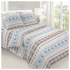 Постельное белье 1.5-спальное Letto B416 70х70 см, бязь коричневый/голубой