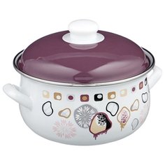 Кастрюля Savasan Идиллия 1450 2,5 л, белый/фиолетовый