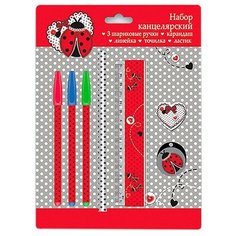 Канцелярский набор Феникс+ Божья коровка 38026, 7 пр., красный