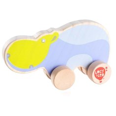 Каталка-игрушка Lucy & Leo Бегемот (LL122) бежевый/голубой/желтый