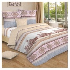 Постельное белье семейное Letto B275 70х70 см, бязь бежевый/розовый/серый