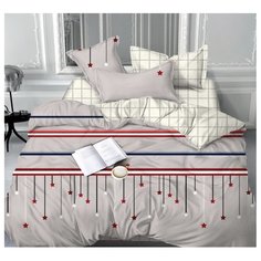 Постельное белье 2-спальное с евро простыней Toontex УД107мн сатин серый