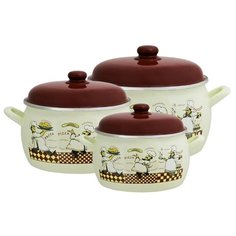 Набор кастрюль METROT Повара 120077 6 пр. белый/красный