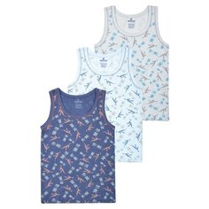 Майка BAYKAR 3 шт., размер 134/140, светло-серый/голубой/синий