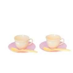 Набор посуды Росигрушка Набор посуды Чайный набор "TWO TEA" бежевый/желтый/розовый