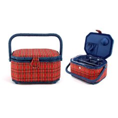 Шкатулка Русские подарки для рукоделия 24х18х14 см красный/синий