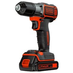 Аккумуляторная дрель-шуруповерт BLACK+DECKER ASD18K 28 Н·м черный/оранжевый