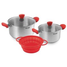 Набор кастрюль Rondell Breit RDS-1003 5 пр. стальной/красный