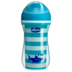 Поильник-непроливайка Chicco Active Cup, 266 мл синий/рисунок акула