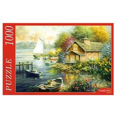 Пазл Рыжий кот Причал у маленького дома (АЛ1000-7013), 1000 дет.
