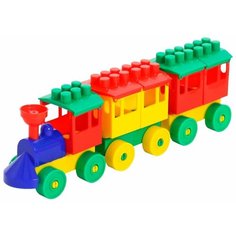 Конструктор Полесье Юный путешественник 2044 Паровоз с двумя вагонами