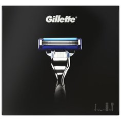 Подарочный набор Gillette: чехол, гель для бритья Extra Comfort 75 мл, бритва Mach3 Turbo + сменные кассеты – 2 шт.