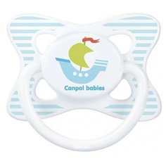Пустышка силиконовая анатомическая Canpol Babies Summertime 0-6 м (1 шт) белый/кораблик