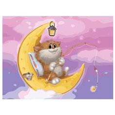 Белоснежка Картина по номерам "Котик на Луне" 30х40 см (746-AS)