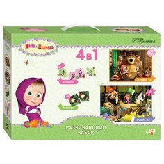 Набор настольных игр Step puzzle 4 в 1 Маша и Медведь (Анимаккорд)