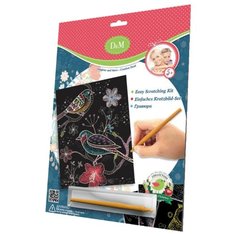 Гравюра D&M Цветы и птицы (57418) цветная основа