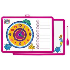 Доска для рисования детская Kribly Boo с часами и маркером розовый
