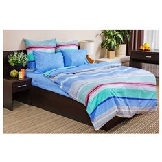 Постельное белье 2-спальное с евро простыней Ночь Нежна Стиль 50 х 70 см поплин голубой