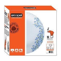 Столовый сервиз Arcopal Aliya Blue 19 предметов L7259 белый/голубой/зеленый
