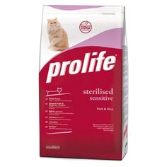 Корм для стерилизованных кошек Prolife при чувствительном пищеварении, с свининой и с рисом 1.5 кг