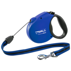 Поводок-рулетка для собак Triol Standard Soft S тросовый синий/черный 5 м