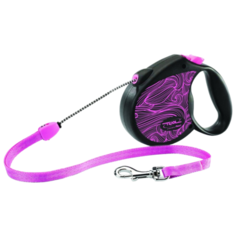Поводок-рулетка для собак Triol Colour S тросовый розовый/черный 5 м