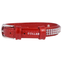 Ошейник COLLAR Brilliance полотно стразы 3025/3155/3156 27-36 см красный