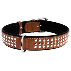 Ошейник COLLAR Soft с мет. украшениями 7225/7226 57-71 см коричневый верх