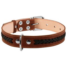 Ошейник COLLAR двойной с косой 0283 47-62 см коричневый