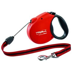 Поводок-рулетка для собак Triol Standard Soft M тросовый красный 5 м