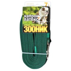 Поводок для собак Зооник капрон+латексная нить двойная зеленый 7 м 20 мм