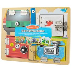 Бизиборд Melissa & Doug Первые навыки Доска с замочками бежевый/красный/голубой/белый