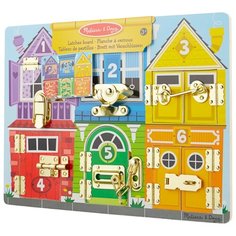 Бизиборд Melissa & Doug Первые навыки Доска с задвижками голубой/красный/желтый