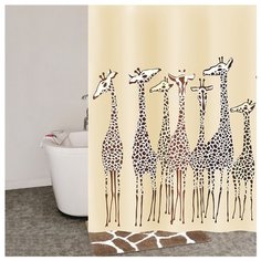 Штора для ванной IDDIS 570P18Ri11 180x200 бежевый/коричневый