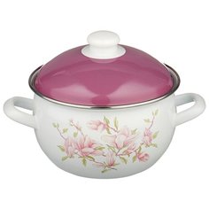Кастрюля Savasan Магнолия 1004 2,7 л, белый/розовый/фиолетовый