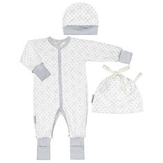 Комплект одежды lucky child размер 18 (56-62), белый/серый