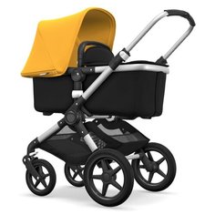 Универсальная коляска Bugaboo Fox (2 в 1) alu/black/sunrise yellow, цвет шасси: серебристый