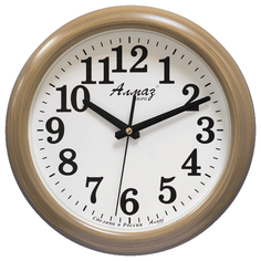 Часы настенные кварцевые Алмаз H06-H08 светло-коричневый/белый