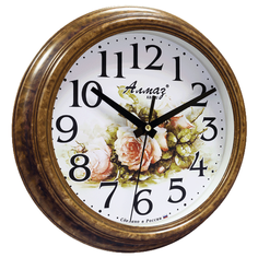 Часы настенные кварцевые Алмаз C46 коричневый/белый