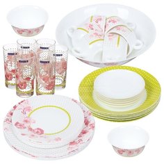Столовый сервиз Luminarc Covent Garden Flore 39 предметов N0948 белый/розовый/зеленый