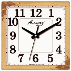 Часы настенные кварцевые Алмаз K69 бежевый/белый