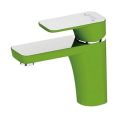 Смеситель для раковины (умывальника) D&K DA143211x однорычажный двухцветный зеленый/хром DK