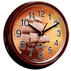 Часы настенные кварцевые Алмаз A24 коричневый/бежевый