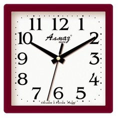 Часы настенные кварцевые Алмаз M55 бордовый/белый