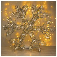 Фигурка Luazon Снежинка с шариками 50 см теплый белый