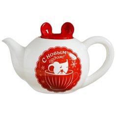 Дорого внимание Заварочный чайник "С Новым годом!" 4320352 350 мл белый/красный