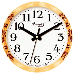 Часы настенные кварцевые Алмаз E25 бежевый/белый