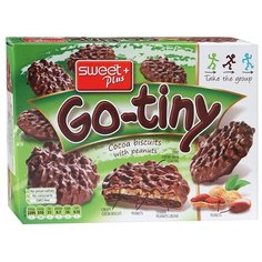 Печенье Sweet Plus Go-Tiny бисквитное со вкусом шоколада с арахисовым кремом и арахисом в какао-молочной глазури, 130 г