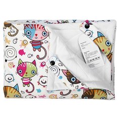 Плед МиМиМи Котики 70х105 см белый с рисунком