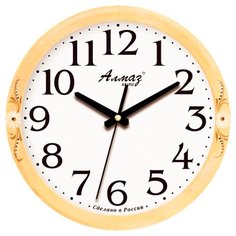 Часы настенные кварцевые Алмаз E19 бежевый/белый